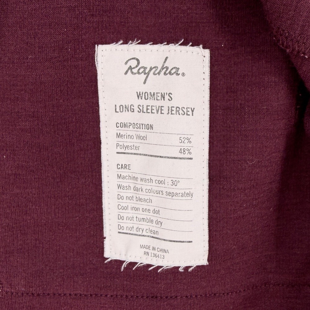 RAPHA Long Sleeve Jersey Women Medium Burgundy Cycling Merino Wool Blend Zip Up - Picture 12 of 16